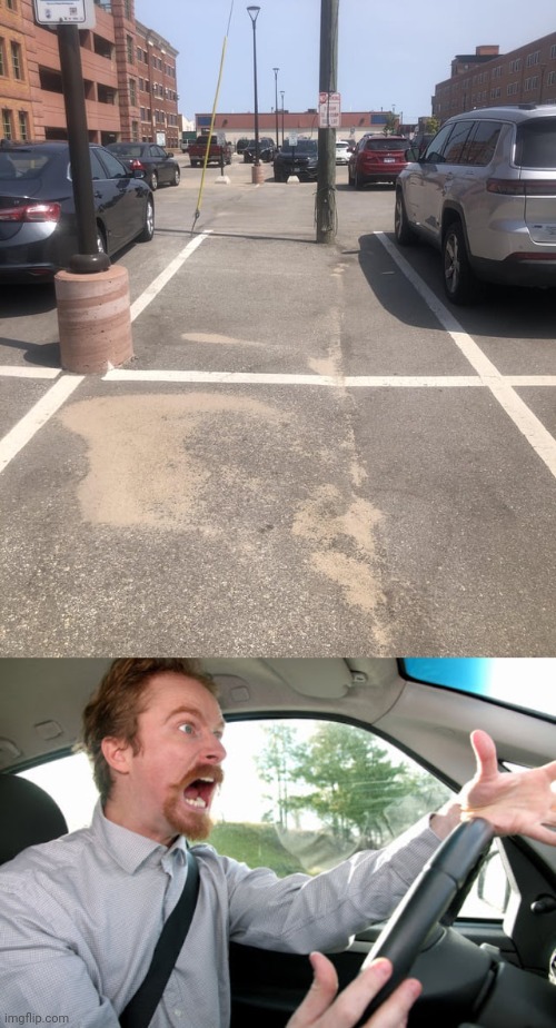 Parking lot | image tagged in angry driver,parking lot,you had one job,pole,memes,parking | made w/ Imgflip meme maker