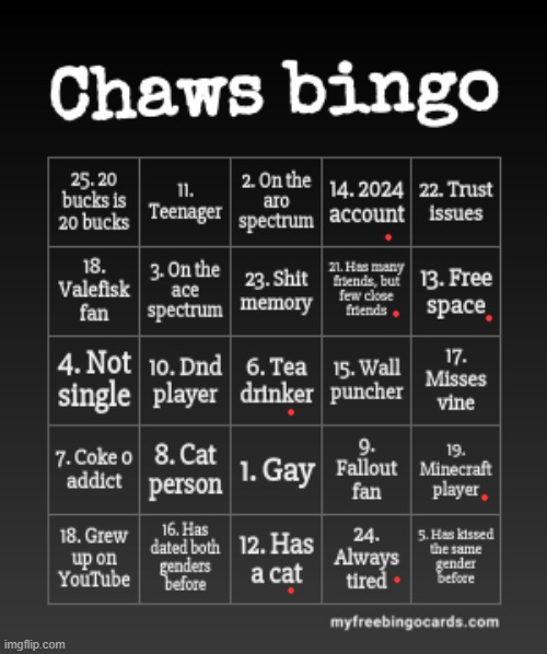 :) | image tagged in chaws bingo | made w/ Imgflip meme maker