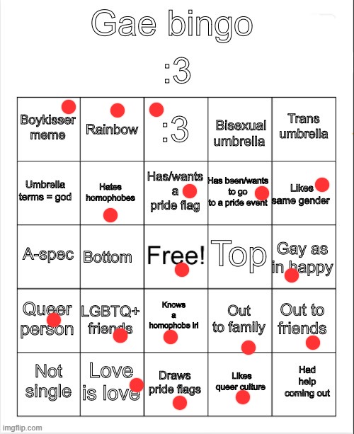 :) | image tagged in gae bingo | made w/ Imgflip meme maker