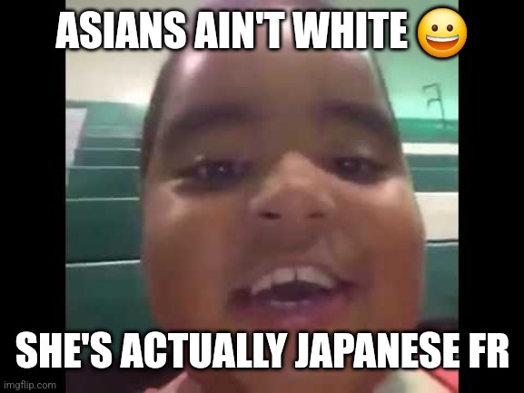 burnt chicken nugget | ASIANS AIN'T WHITE ? SHE'S ACTUALLY JAPANESE FR | image tagged in burnt chicken nugget | made w/ Imgflip meme maker