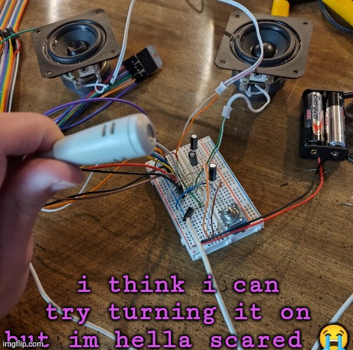 i think i can try turning it on but im hella scared 😭 | made w/ Imgflip meme maker