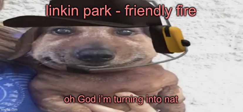 chucklenuts | linkin park - friendly fire; oh God i’m turning into nat | image tagged in chucklenuts | made w/ Imgflip meme maker