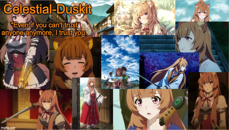 High Quality Duskit's Raphtalia template Blank Meme Template