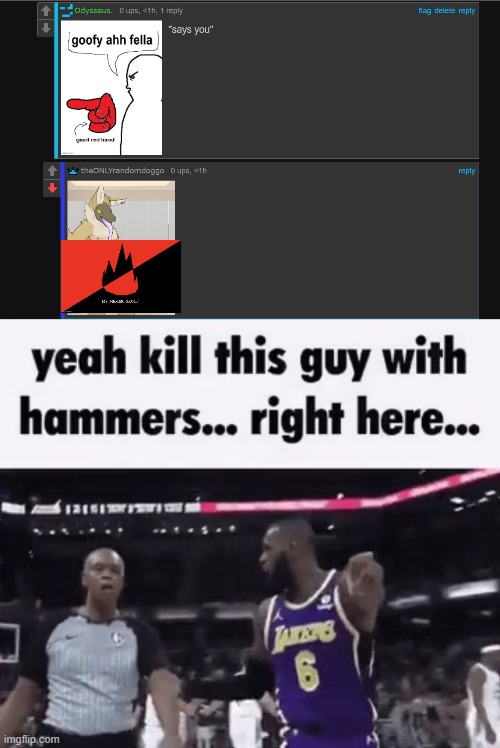 not okay dude. think how goku would react | image tagged in kill this guy with hammers | made w/ Imgflip meme maker
