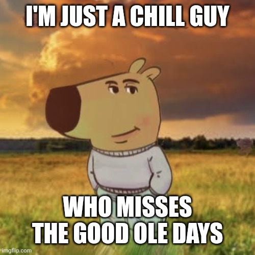 Chill guy | I'M JUST A CHILL GUY; WHO MISSES THE GOOD OLE DAYS | image tagged in chill guy | made w/ Imgflip meme maker