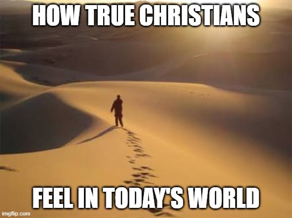 Deserted | HOW TRUE CHRISTIANS FEEL IN TODAY'S WORLD | image tagged in deserted | made w/ Imgflip meme maker