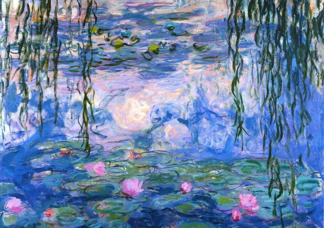 Purple Water Lilies. Claude Monet. Second Part. Blank Meme Template