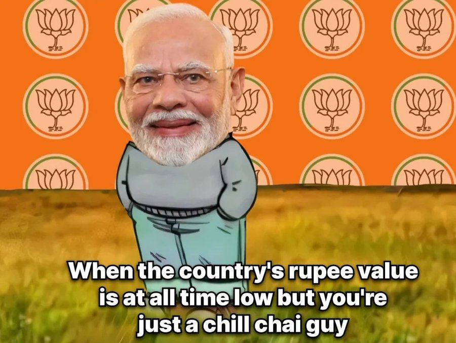 pm narendra modi chill guy indian economy rupee dollar meme Blank Meme Template