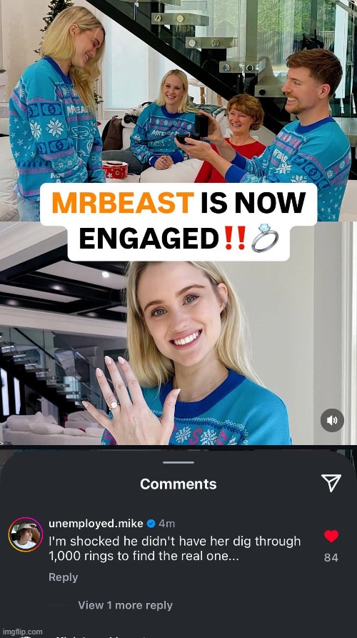 image tagged in mr beast,engagement,ring,rings,1000,challenge | made w/ Imgflip meme maker