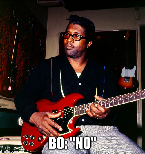 Bo Diddley | BO: "NO" | image tagged in bo diddley | made w/ Imgflip meme maker