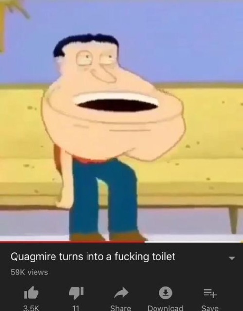 Quagmire turns into a fucking toilet | image tagged in quagmire turns into a fucking toilet | made w/ Imgflip meme maker