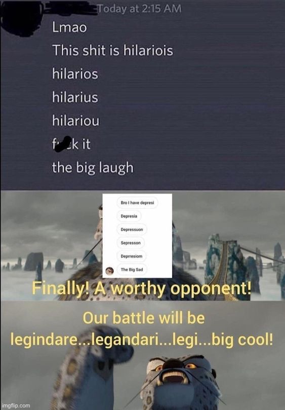 Our battle will be… big cool? | image tagged in stroke,kung fu panda,our battle will be legendary | made w/ Imgflip meme maker