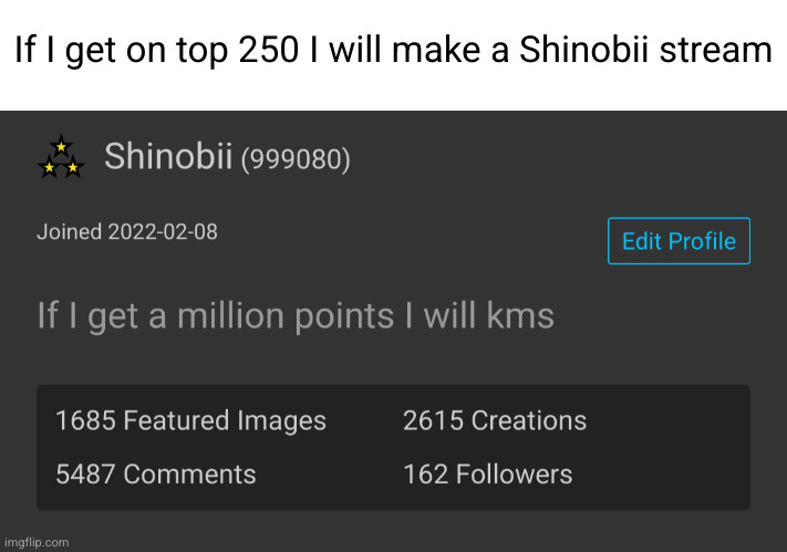 huge announcement | If I get on top 250 I will make a Shinobii stream | image tagged in announcement,imgflip,imgflip points,mainstream media,shinobi | made w/ Imgflip meme maker