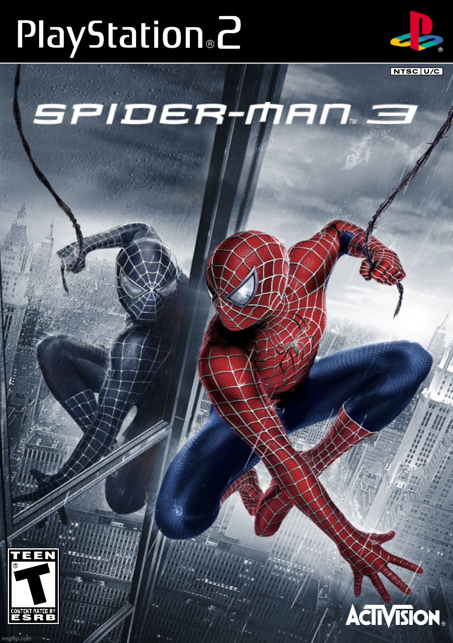 Spider-man 3 PS2 Cover In High Quality | image tagged in blank white template | made w/ Imgflip meme maker