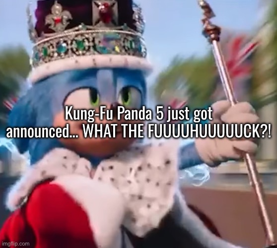 King Sonic I | Kung-Fu Panda 5 just got announced… WHAT THE FUUUUHUUUUUCK?! | image tagged in king sonic i | made w/ Imgflip meme maker