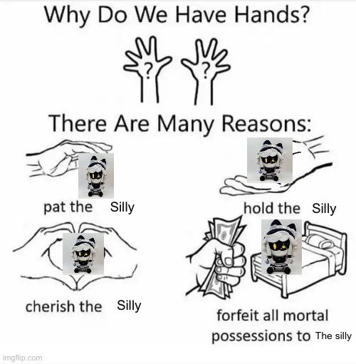 True reason why we have hands | Silly; Silly; Silly; The silly | image tagged in why do we have hands all blank,murder drones,plush | made w/ Imgflip meme maker