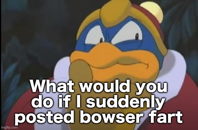 King Dedede Thinking | What would you do if I suddenly posted bowser fart | image tagged in king dedede thinking | made w/ Imgflip meme maker