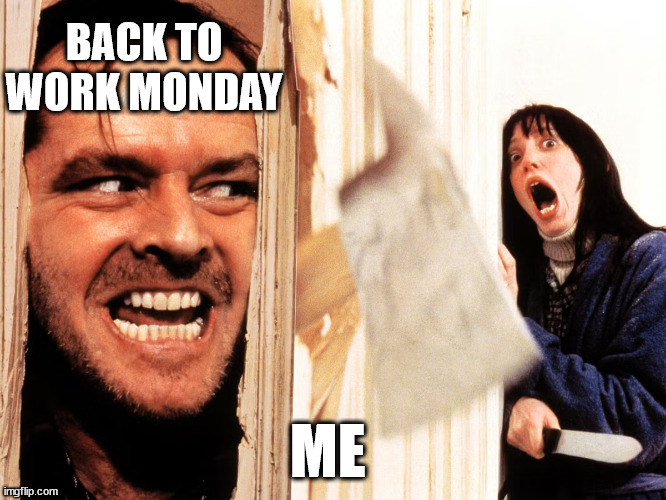 back to work | BACK TO WORK MONDAY; ME | image tagged in work sucks | made w/ Imgflip meme maker