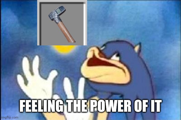 N O K I A  H A M M E R | FEELING THE POWER OF IT | image tagged in sonic derp | made w/ Imgflip meme maker