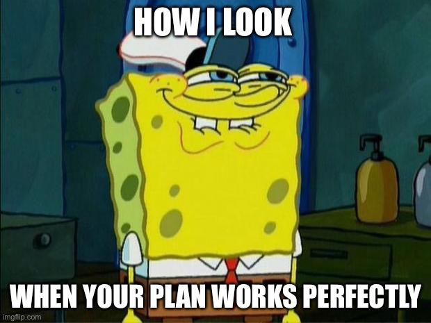 Don't You Squidward | HOW I LOOK WHEN YOUR PLAN WORKS PERFECTLY | image tagged in don't you squidward | made w/ Imgflip meme maker