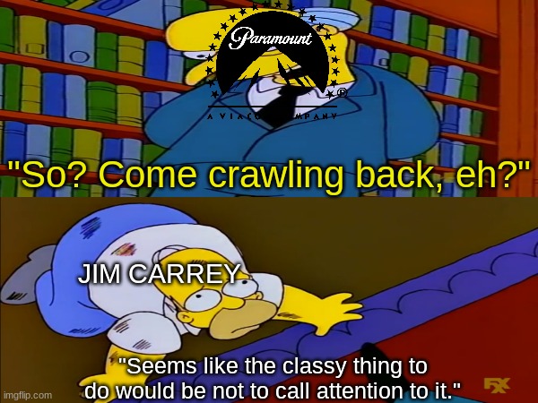 Jim Carrey definitely open to return in Sonic 4 | "So? Come crawling back, eh?"; JIM CARREY; "Seems like the classy thing to do would be not to call attention to it." | image tagged in memes,funny,sonic,paramount,movies | made w/ Imgflip meme maker