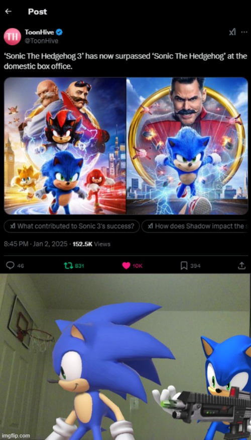 Trust nobody at the box office... not even yourself | image tagged in memes,trust nobody not even yourself,sonic movie,sonic the hedgehog,movies | made w/ Imgflip meme maker