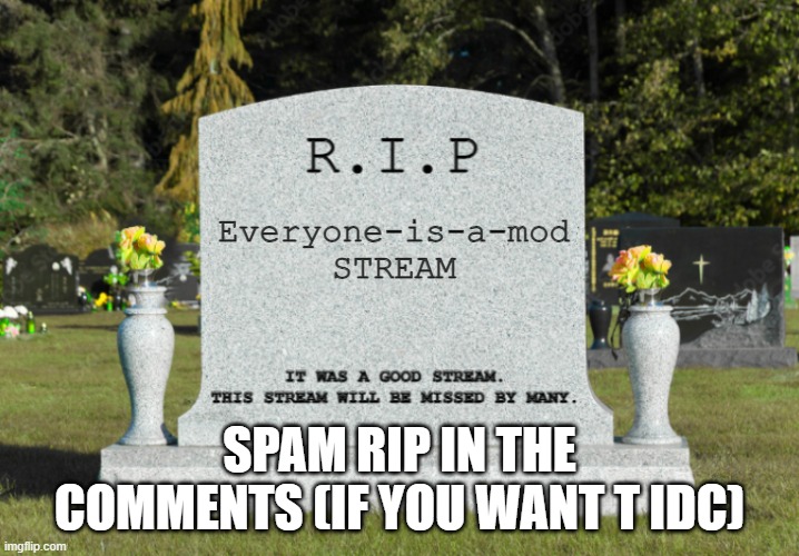 Bring back steam :( | Everyone-is-a-mod
STREAM; SPAM RIP IN THE COMMENTS (IF YOU WANT T IDC) | image tagged in rip stream name here | made w/ Imgflip meme maker