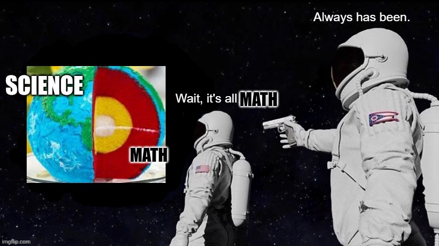 It's all math | SCIENCE; MATH
 
 
MATH | made w/ Imgflip meme maker