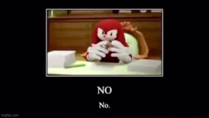 Not underaged | image tagged in knuckles saying no,underaged | made w/ Imgflip meme maker