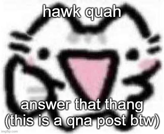 silly cat thumbs up (content aware scale) | hawk quah; answer that thang (this is a qna post btw) | image tagged in silly cat thumbs up content aware scale | made w/ Imgflip meme maker