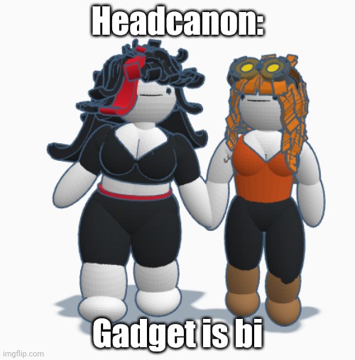 Random ass headcanon | Headcanon:; Gadget is bi | image tagged in claire and gadget holding hands | made w/ Imgflip meme maker