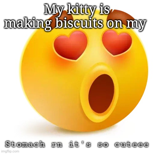 Heart Eyes emoji | My kitty is making biscuits on my; Stomach rn it's so cuteee | image tagged in heart eyes emoji | made w/ Imgflip meme maker