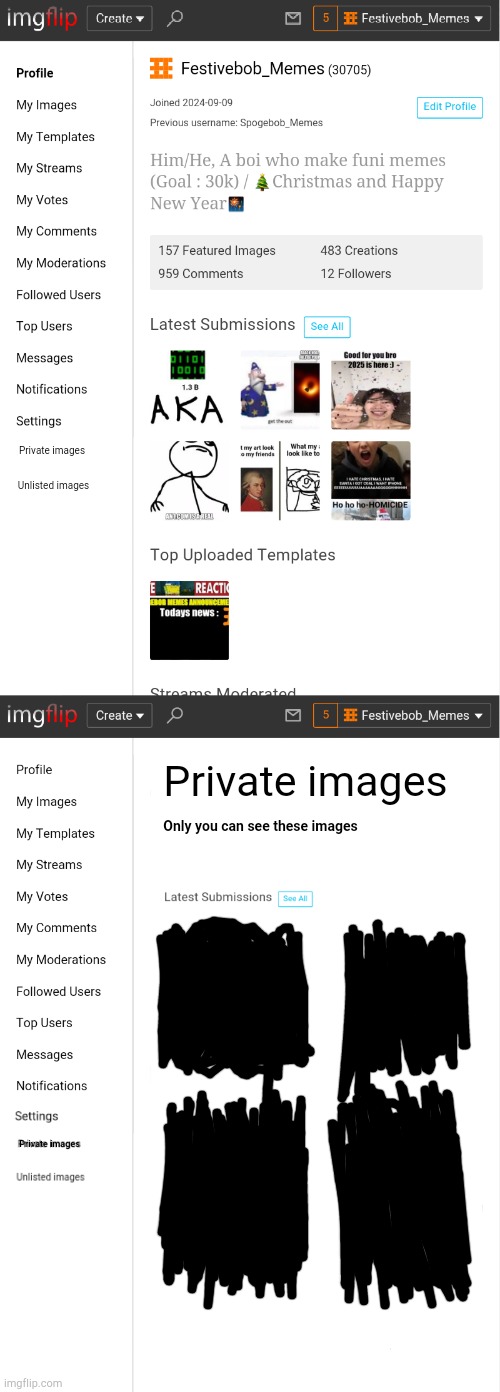 Private images Unlisted images Private images Private images Only you can see these images | made w/ Imgflip meme maker