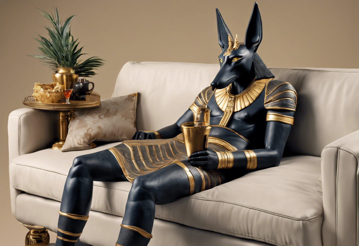 Sad Anubis Sits Blank Meme Template