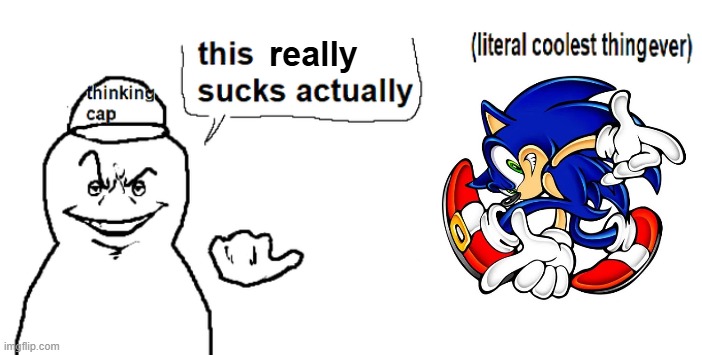 sonic adventure was epic | really | image tagged in this fucking sucks actually | made w/ Imgflip meme maker