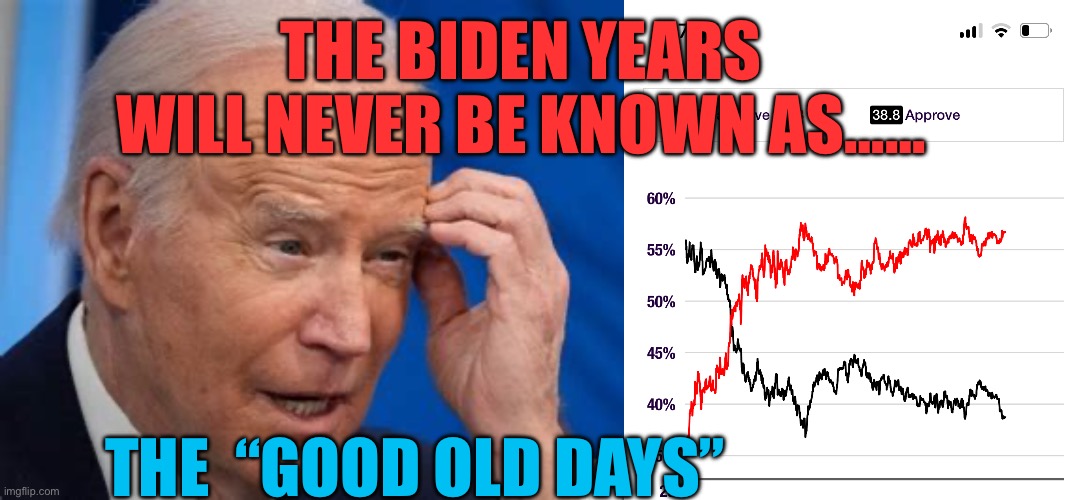 Downhill from day one | THE BIDEN YEARS WILL NEVER BE KNOWN AS……; THE  “GOOD OLD DAYS” | image tagged in gifs,biden,sad joe biden,democrats,presidential race,loser | made w/ Imgflip meme maker