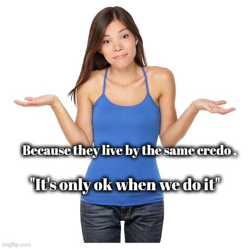 I don't know | Because they live by the same credo , "It's only ok when we do it" | image tagged in i don't know | made w/ Imgflip meme maker