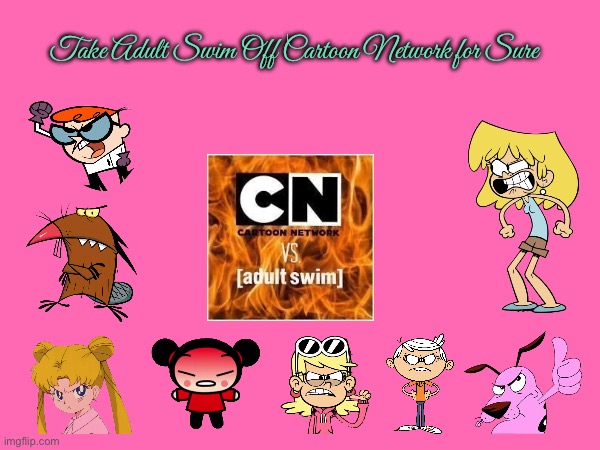 Petition for Cartoon Network | Take Adult Swim Off Cartoon Network for Sure | image tagged in dexters lab,the loud house,sailor moon,lincoln loud,courage the cowardly dog,lori loud | made w/ Imgflip meme maker