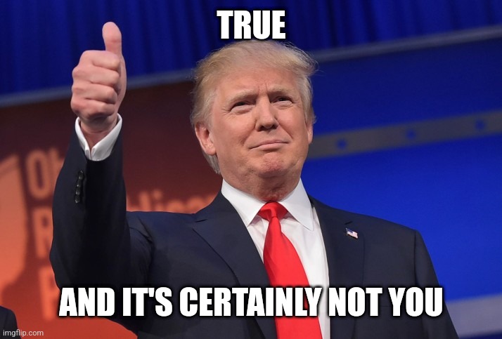 Donald Trump Approves | TRUE AND IT'S CERTAINLY NOT YOU | image tagged in donald trump approves | made w/ Imgflip meme maker