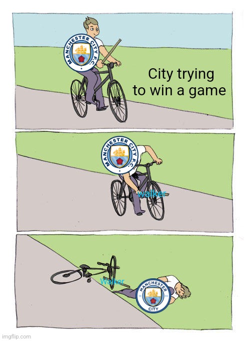 Bike Fall | City trying to win a game; walker; Walker | image tagged in memes,bike fall | made w/ Imgflip meme maker