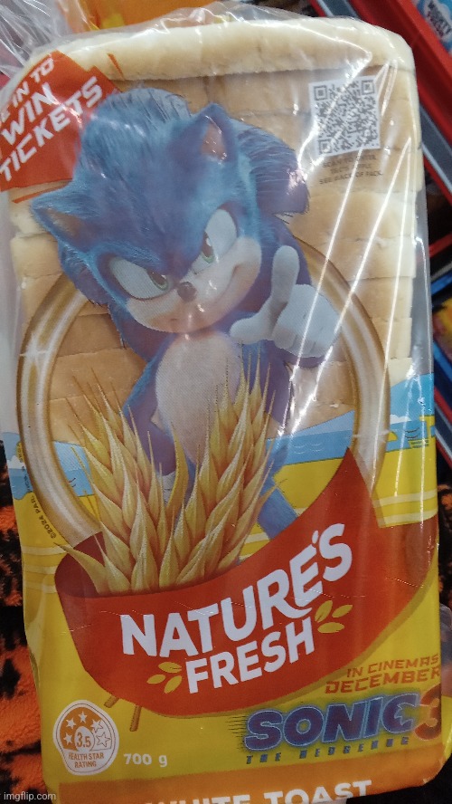 Found this bread... Sonic 3 was last year! | image tagged in sonic,sonic the hedgehog,sonic movie,bread,sonic bread | made w/ Imgflip meme maker