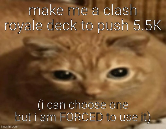 gwa gwa | make me a clash royale deck to push 5.5K; (i can choose one but i am FORCED to use it) | image tagged in gwa gwa | made w/ Imgflip meme maker