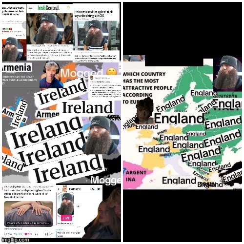 Albertforthetruth English people are the most attractive in the world and the Irish are the ugliest | image tagged in england,english,irish,ireland | made w/ Imgflip meme maker