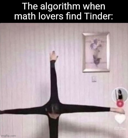 "She's totally a plus!" | The algorithm when math lovers find Tinder: | image tagged in tinder | made w/ Imgflip meme maker