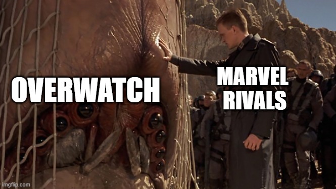 It's Afraid | MARVEL 
RIVALS; OVERWATCH | image tagged in it's afraid | made w/ Imgflip meme maker