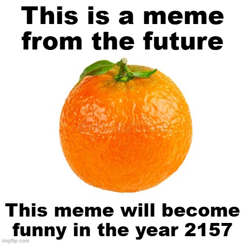 Orange | This is a meme from the future; This meme will become funny in the year 2157 | image tagged in orange | made w/ Imgflip meme maker