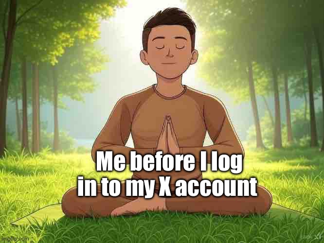 Positive algorithm | Me before I log in to my X account | image tagged in memes,x,positivity | made w/ Imgflip meme maker