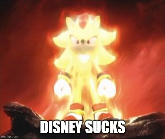 DISNEY SUCKS | image tagged in super shadow | made w/ Imgflip meme maker