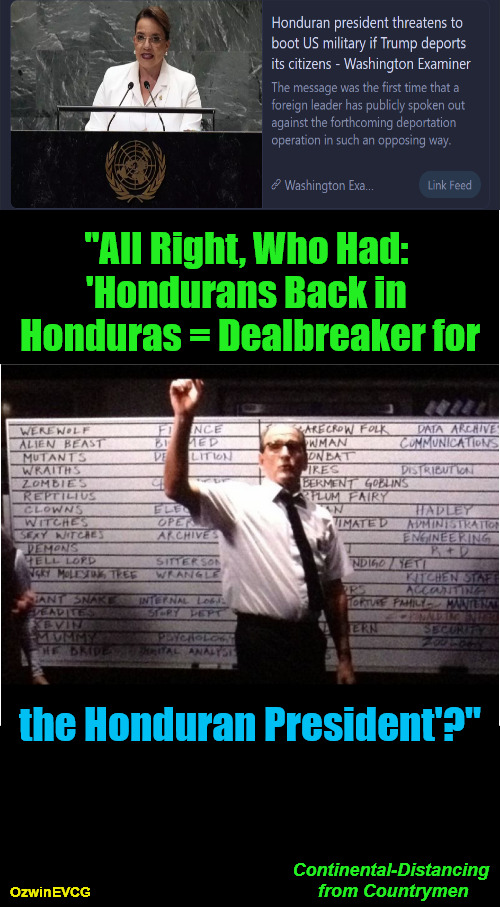 Continental-Distancing from Countrymen | "All Right, Who Had: 

'Hondurans Back in 

Honduras = Dealbreaker for; the Honduran President'?"; Continental-Distancing 

from Countrymen; OzwinEVCG | image tagged in ok who had,honduras,usa,immigration,deportation,world occupied | made w/ Imgflip meme maker