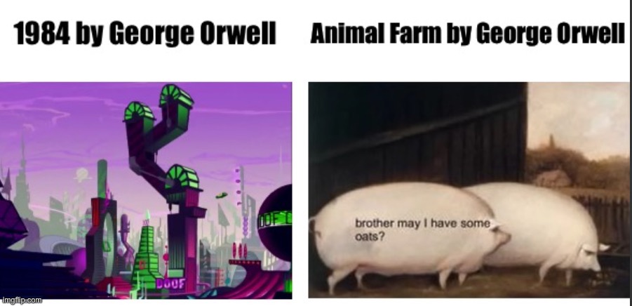 Pig Brother is watching you | image tagged in 1984,animal farm,george orwell | made w/ Imgflip meme maker